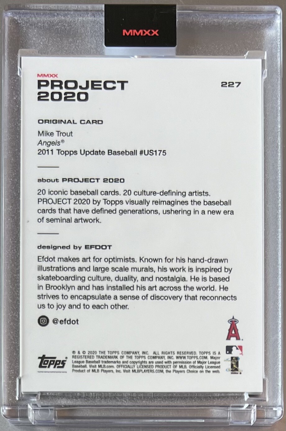 TOPPS PROJECT 2020 #227 MIKE TROUT by EFDOT 2011 ANGELS ** FREE SHIPPING