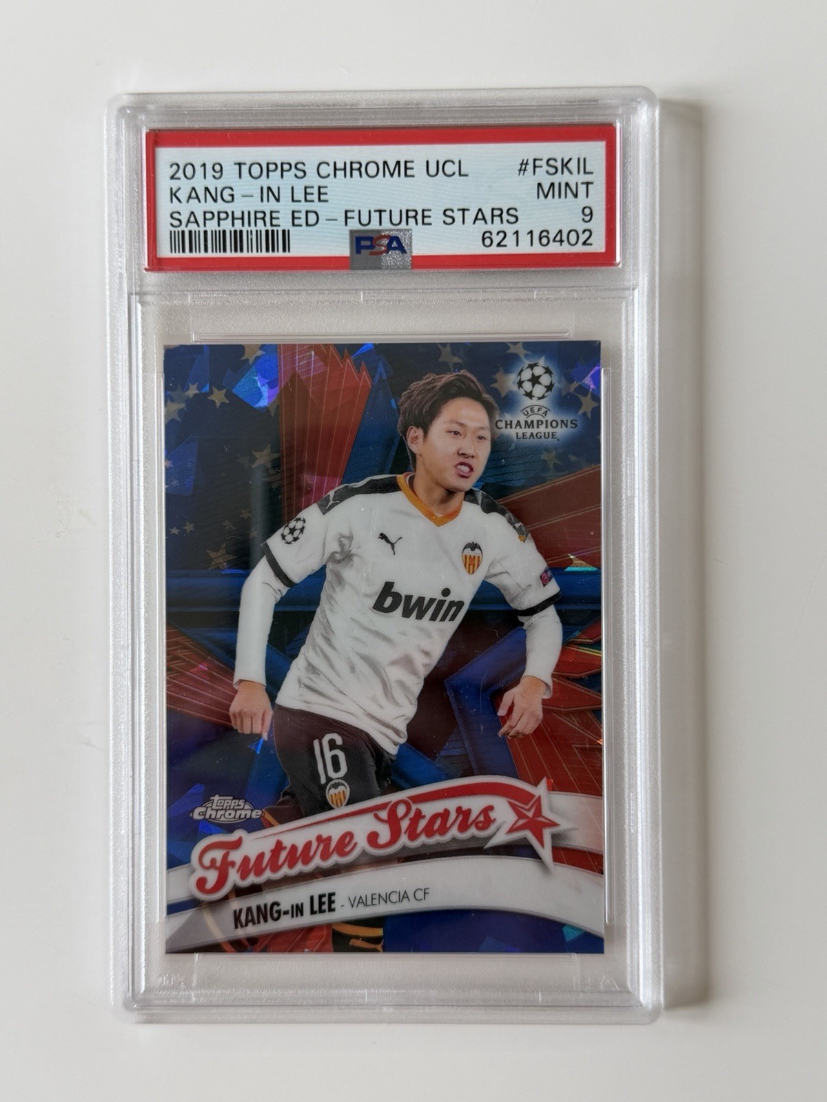 2019-20 Topps Chrome Sapphire UCL Future Stars RC Kang-In Lee PSA 9 ROOKIE