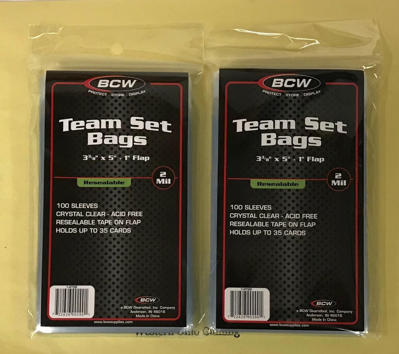 BCW Team Set Bags NEW 200 Resealable Sports Card Protect Holder Sleeves Display