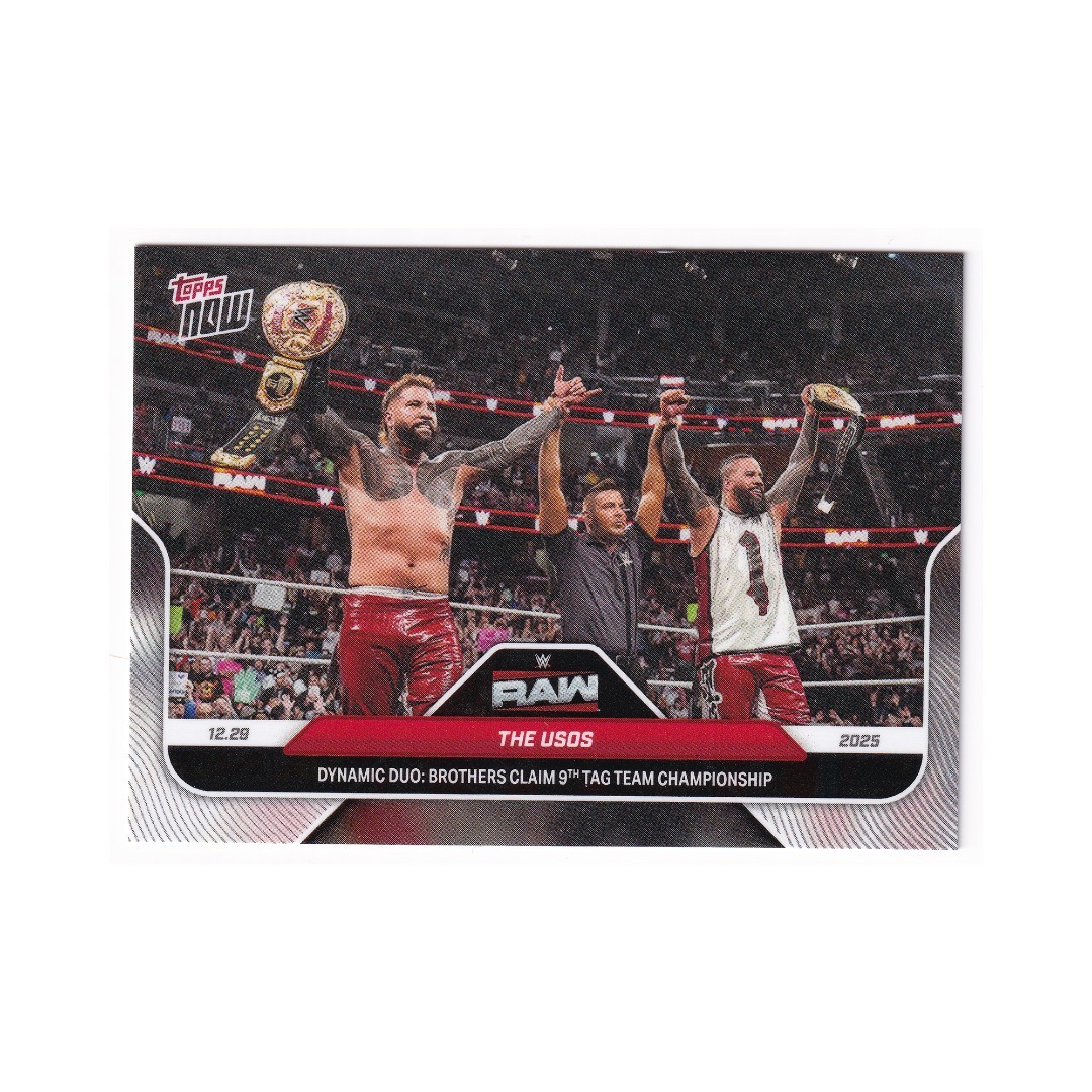 Usos 2025 Topps Now WWE 140 Jey Uso Jimmy Uso December 29 Tag Team