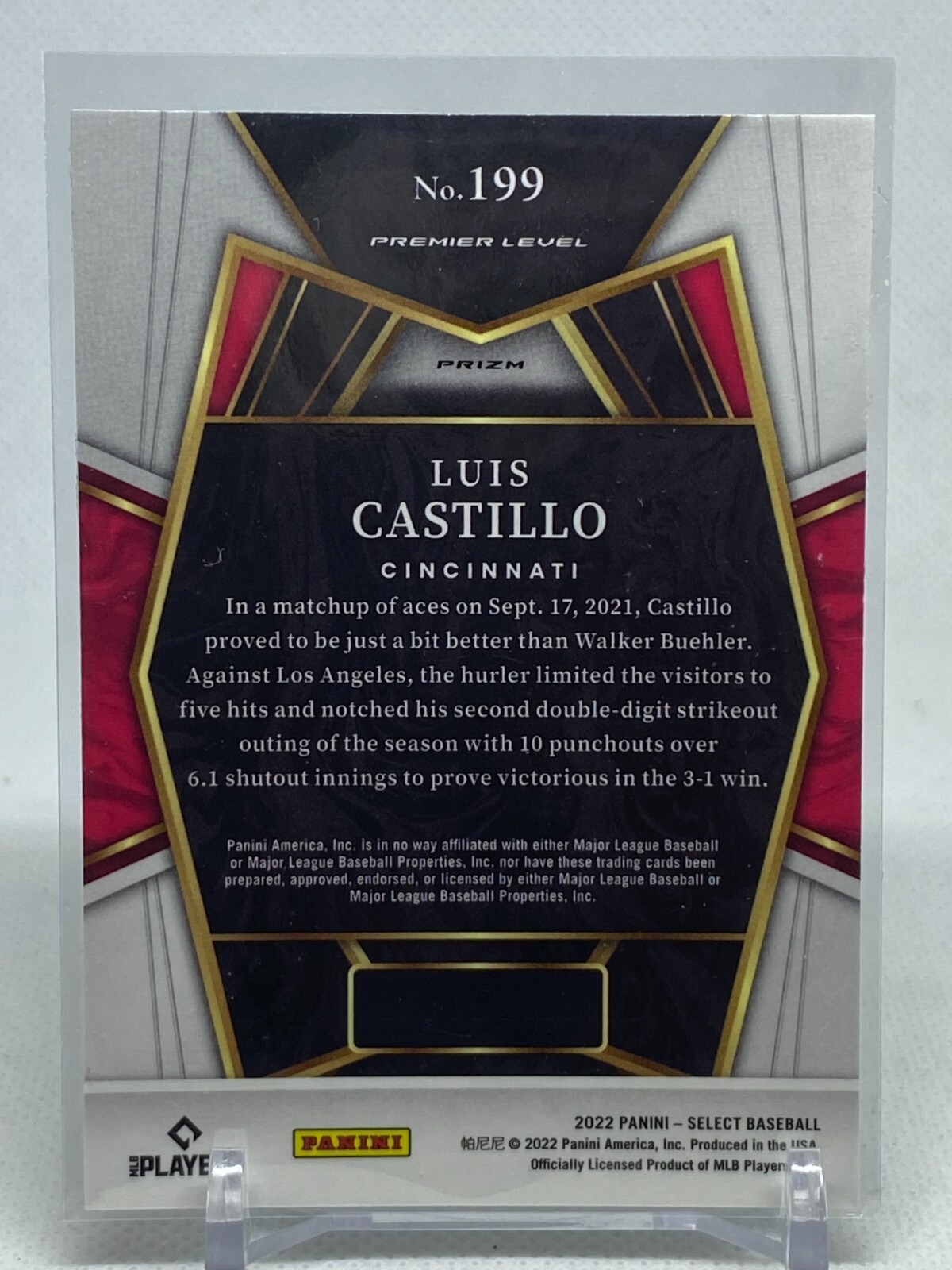 2022 Panini Select Luis Castillo Premier Level #199 Silver SP