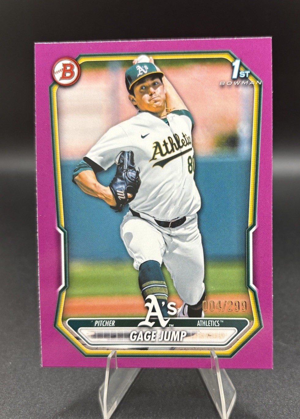 2026 Bowman 1st #BP-15 Gage Jump Purple Parallel SP /299 Oakland Athletics