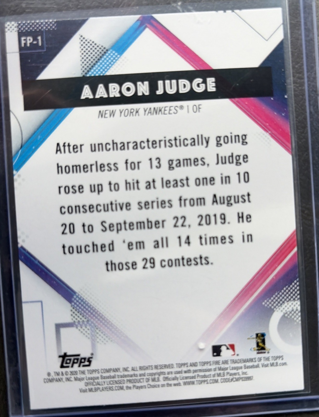 2020 Topps Chrome – Topps Fire Preview Aaron Judge #FP-1