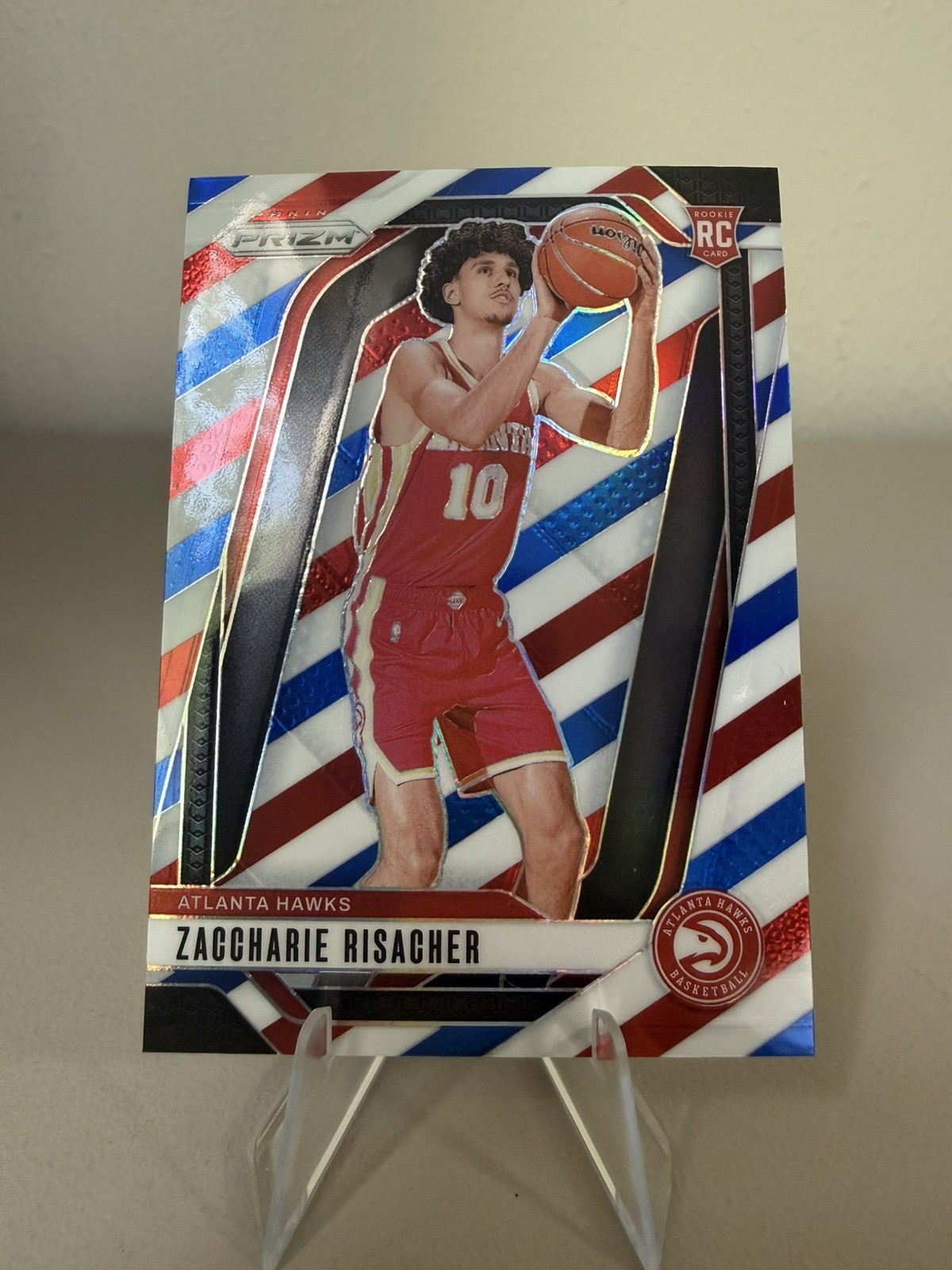 2024-25 Panini Prizm Zaccharie Risacher Red/White/Blue Prizm Rookie RC #265 2