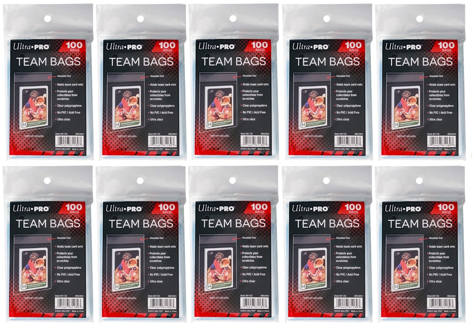 1000 Ultra Pro Team Set Bags Resealable Strip Card Sleeve Sports Trading Storage