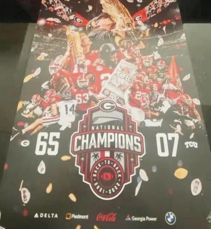 2022 University Of Georgia Bulldogs UGA 2022 National Championship Poster 65-7