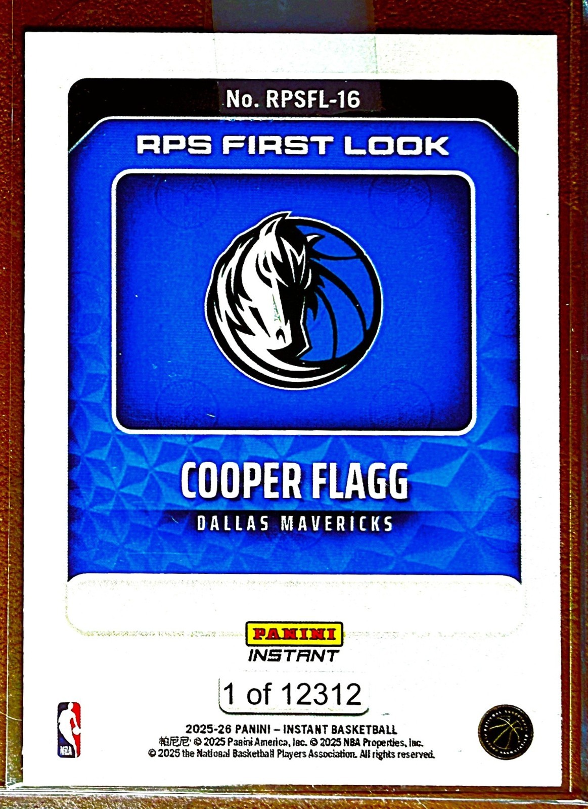 Cooper Flagg 2025-26 Panini Instant #RPSFL-16 Rookie Premiere RPS First Look QTY