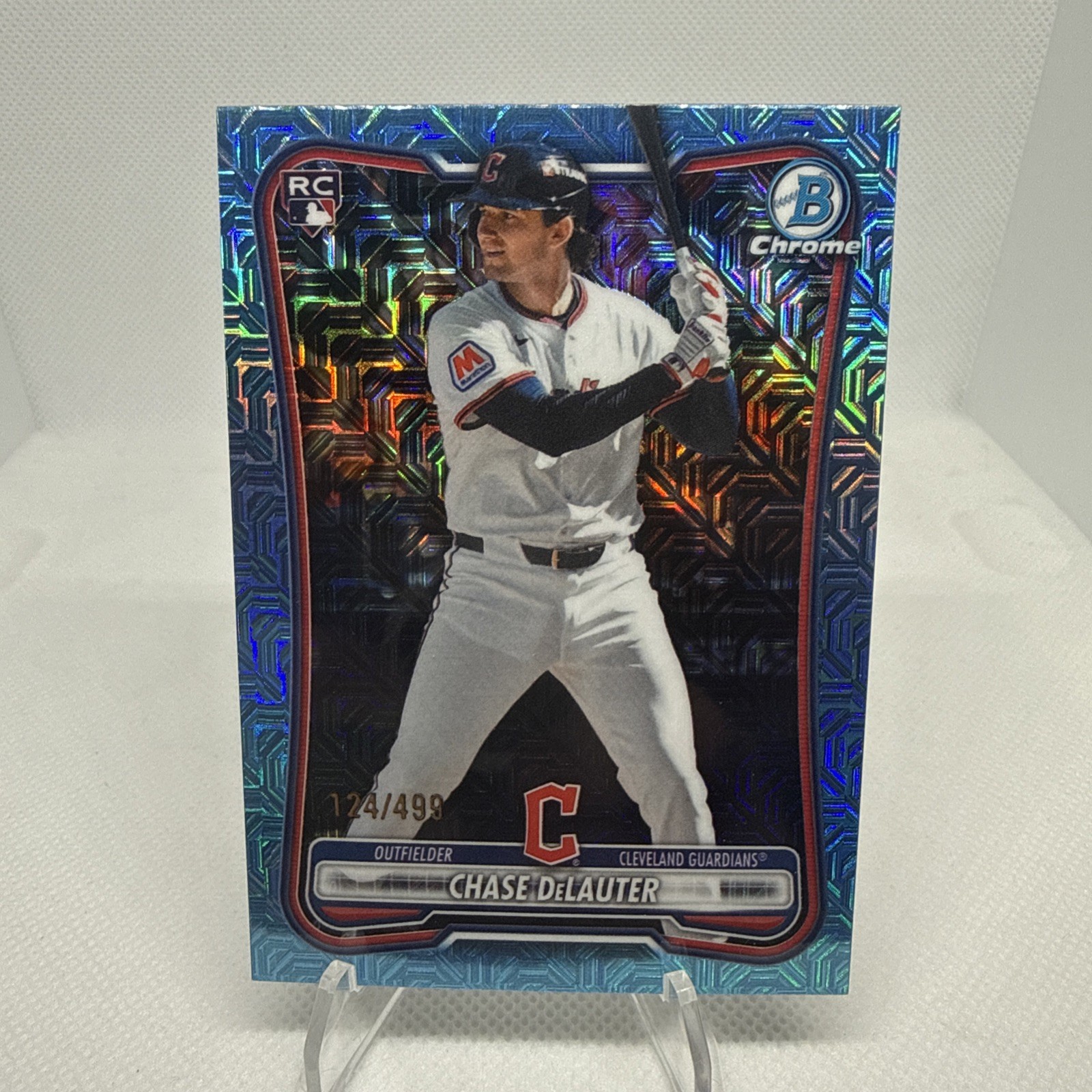 2026 Bowman Chrome Chase DeLauter RC Sky Blue Mojo Refractor #344/499 Free Ship!