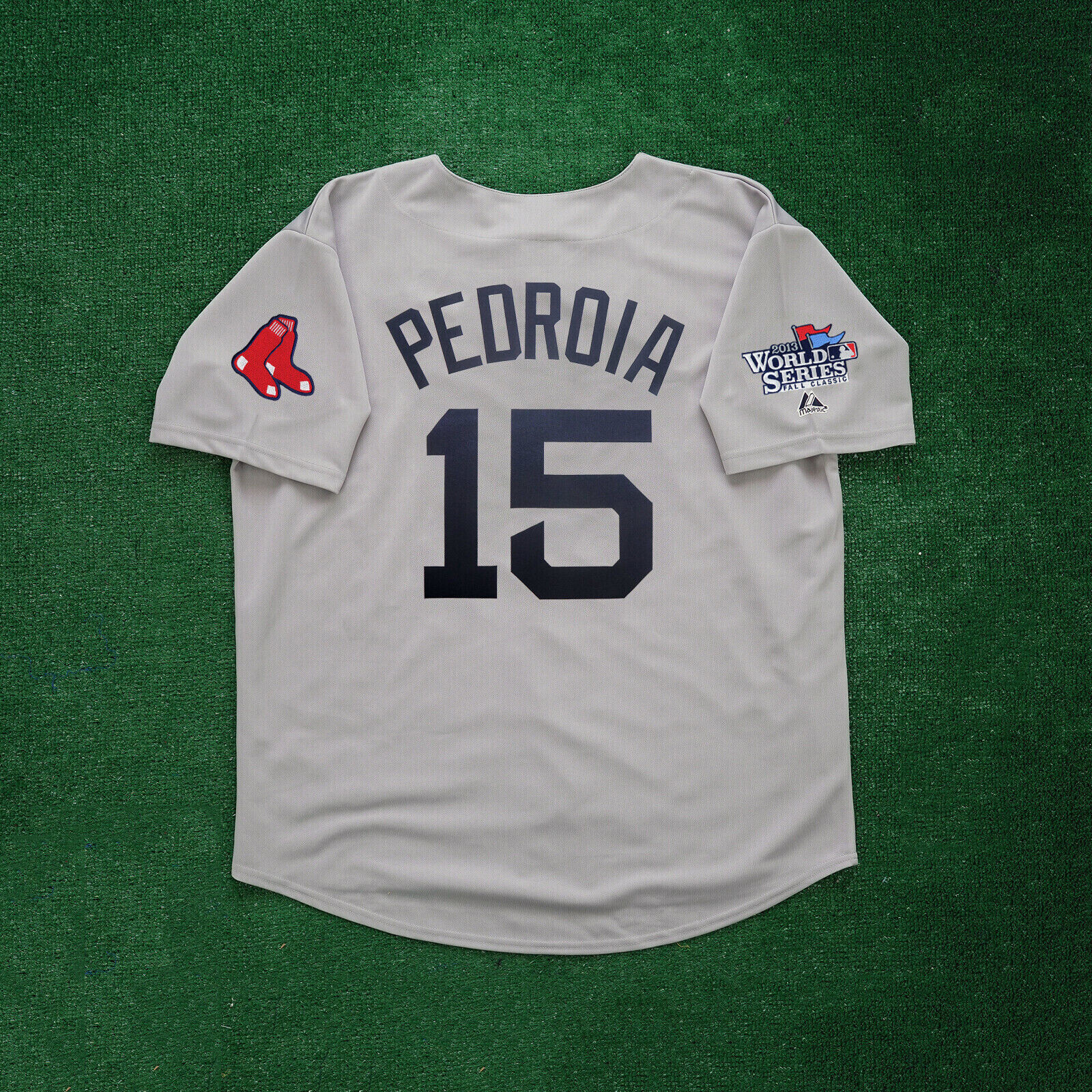 Dustin Pedroia 2013 Boston Red Sox World Series Grey Road Men’s Jersey