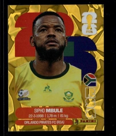 2026 Panini World Cup Sticker Collection Sipho Mbule South Africa Gold Crumple