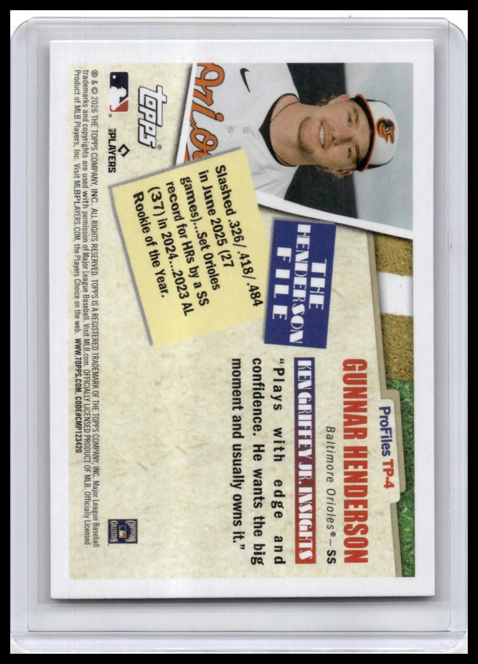 2026 Topps #TP-4 Gunnar Henderson Profiles