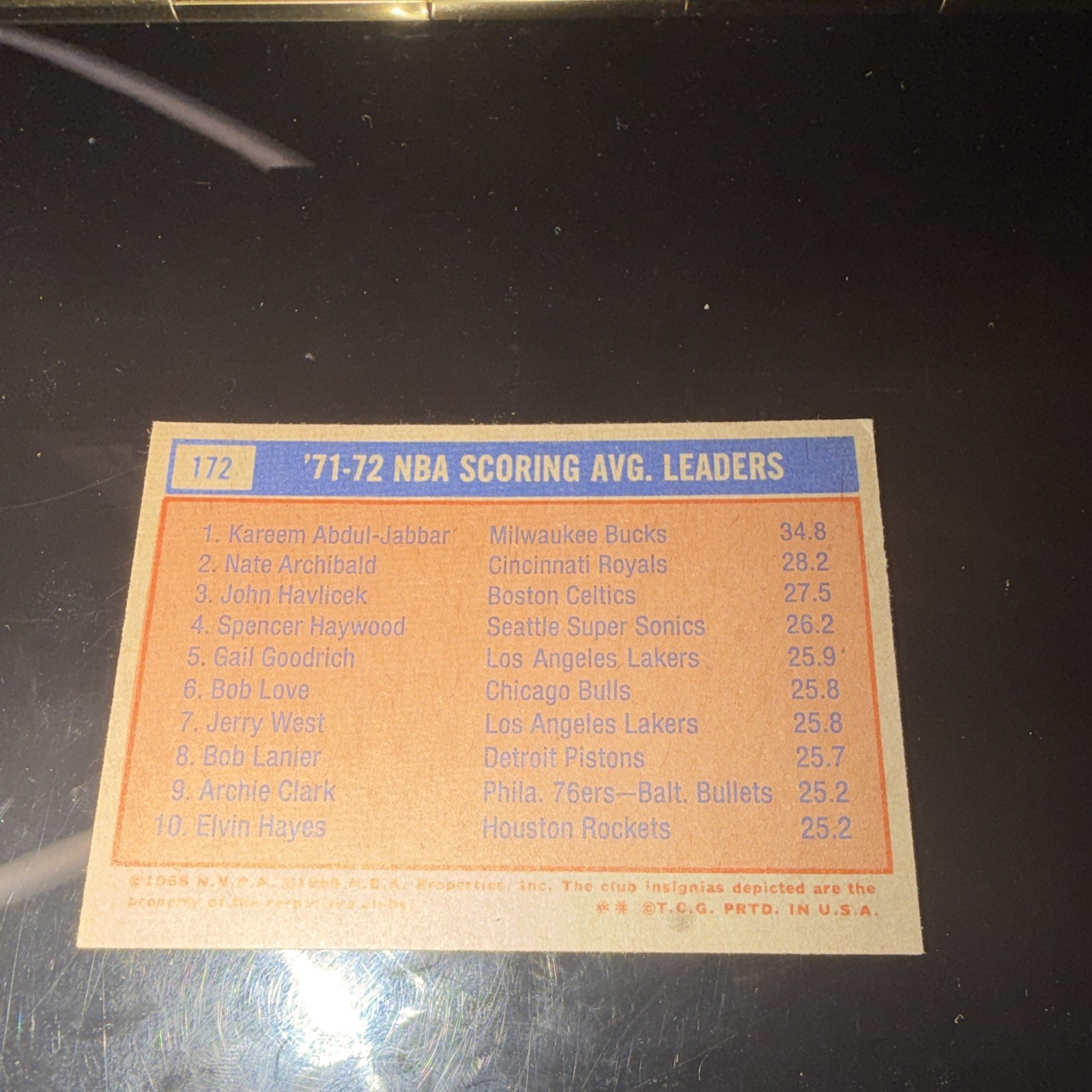 Topps Kareem Abdul-Jabbar Tiny Archibald John Havlicek #172 1972-73