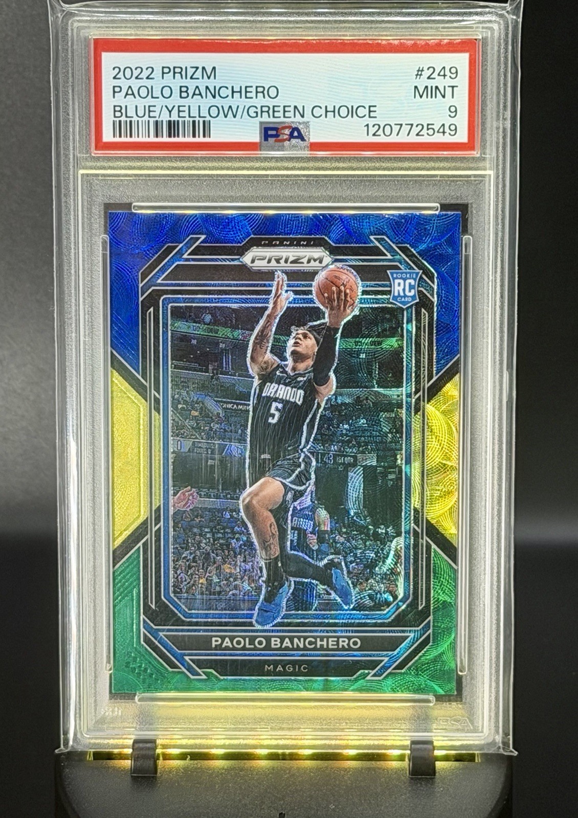 2022 Prizm PAOLO BANCHERO BLUE / YELLOW /GREEN Choice RC PSA 9 Orlando Magic ⭐️