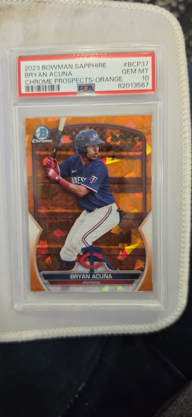 2023 Bowman Sapphire Bryan Acuña Orange /50 PSA 10 GEM MINT Twins BCP-37