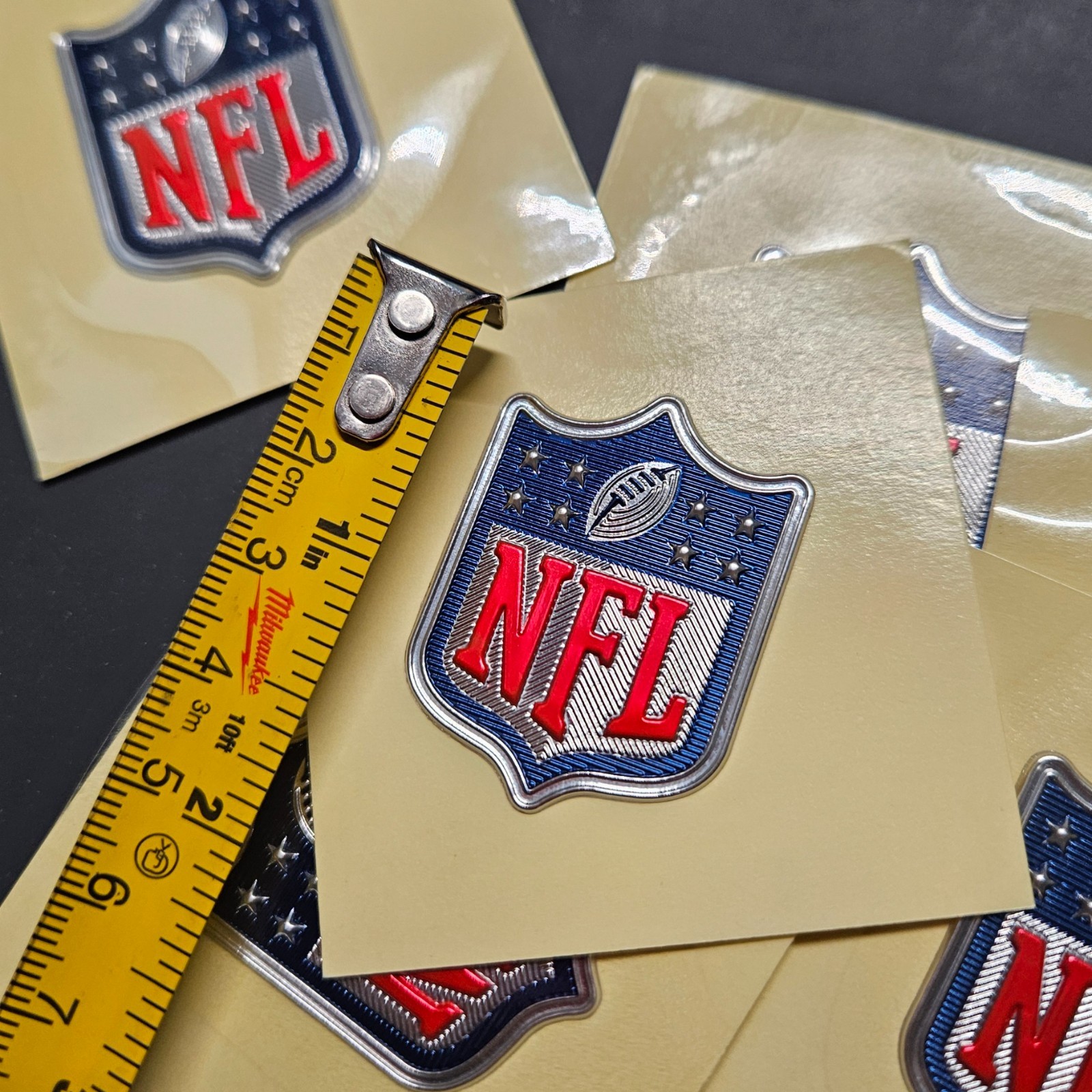 1 Silver NFL Shield MVP Iron On Plastic Jersey Patch, limited time, New