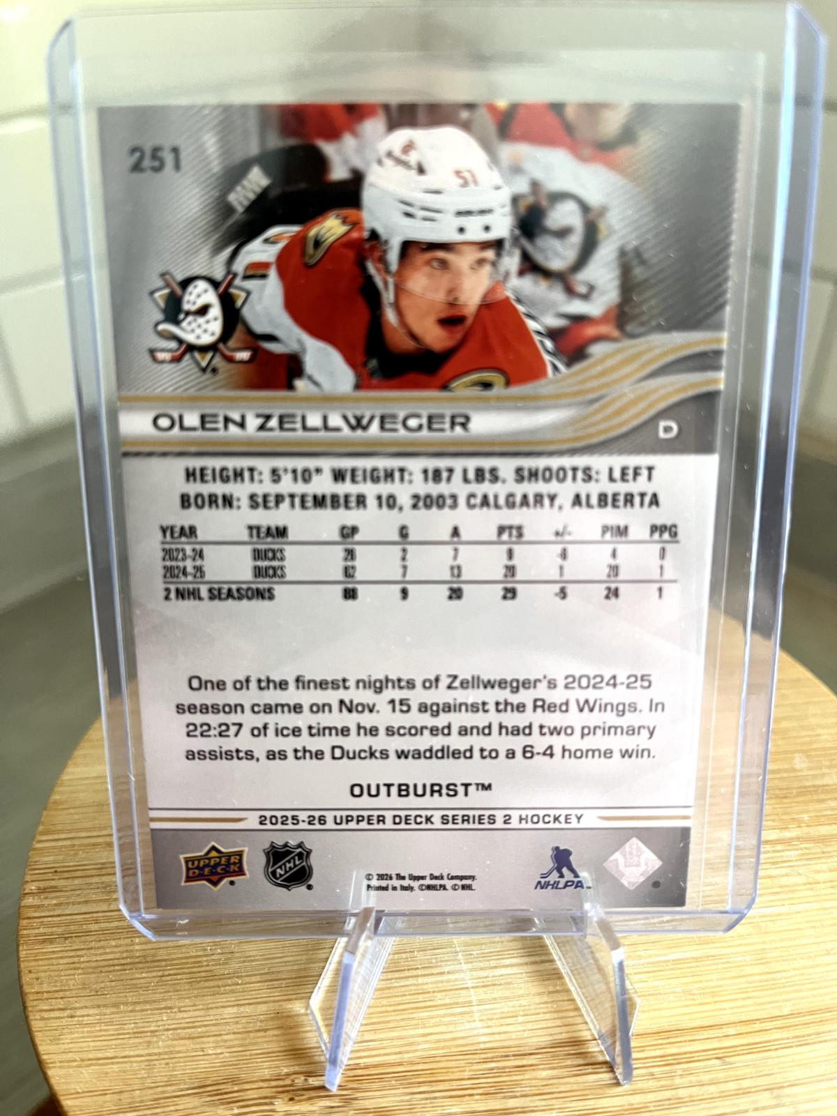 25/26 2025 UPPER DECK SERIES 2 OUTBURST SILVER olen zellweger CARDS 251