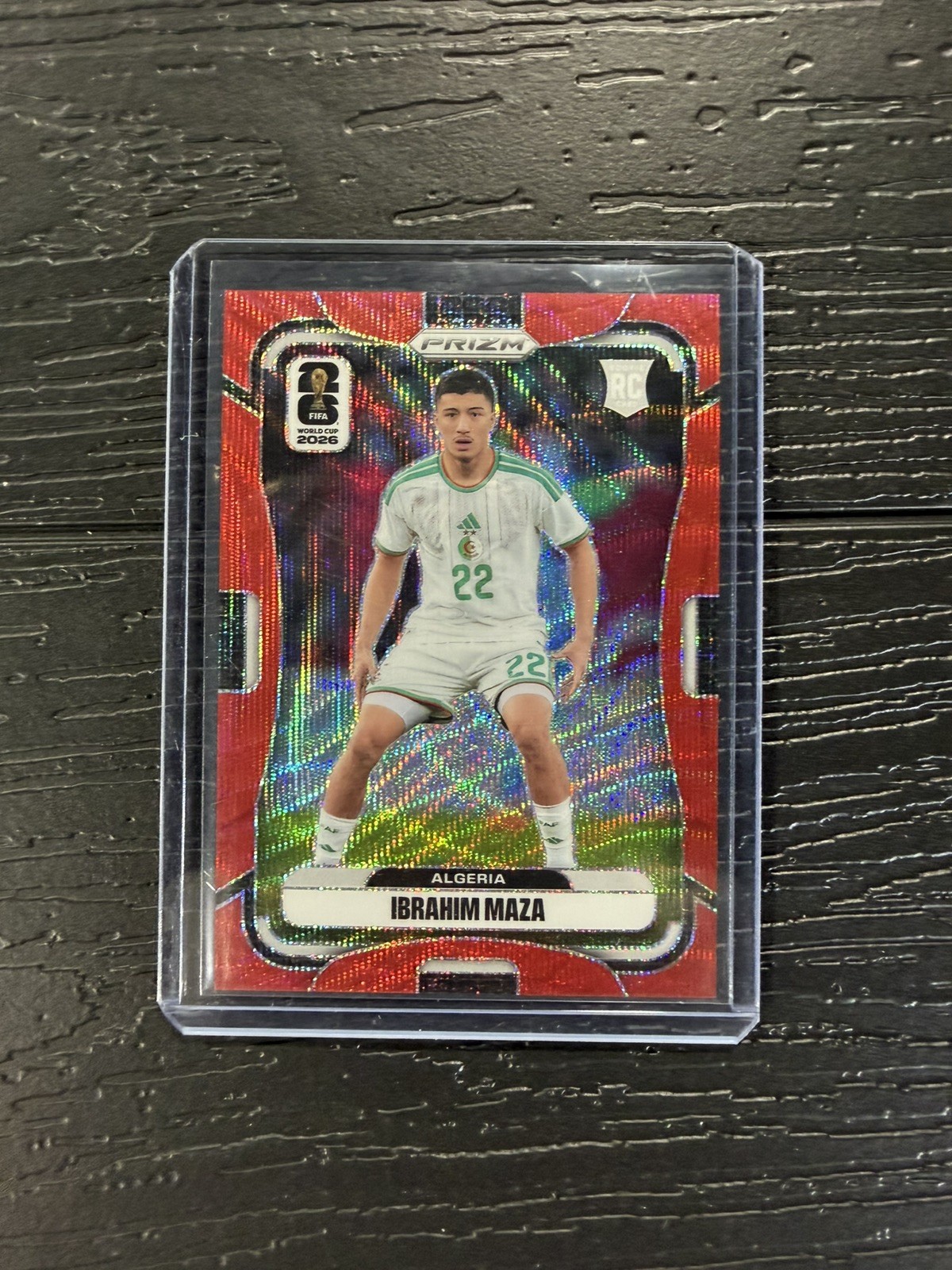 2026 Panini Prizm FIFA World Cup #128 Ibrahim Maza Rookie Red Wave /39 Algeria