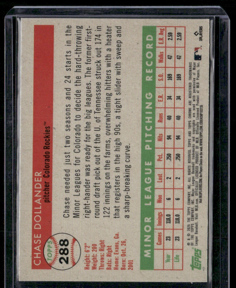 Chase Dollander Rookie 2025 Topps Chrome Platinum #288