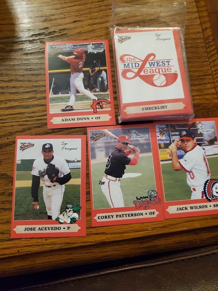 Mid West league 1999 top prospects set in plastic. Adam Dunn, Corey Patterson, j