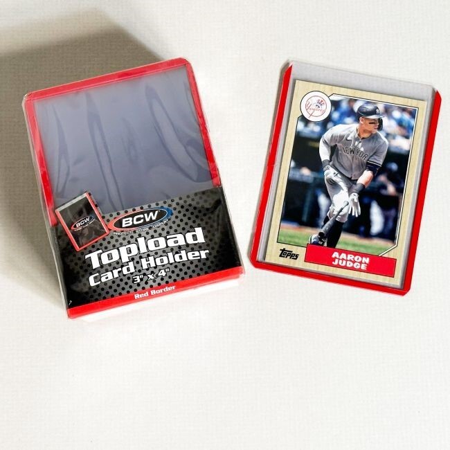 BCW Topload Card Holders 3×4 Red Border Gaming / Sport Card Semi Rigid Sleeves