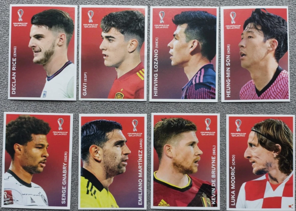 Lot (8) stickers PANINI Coca-Cola WORLD CUP QATAR 2022