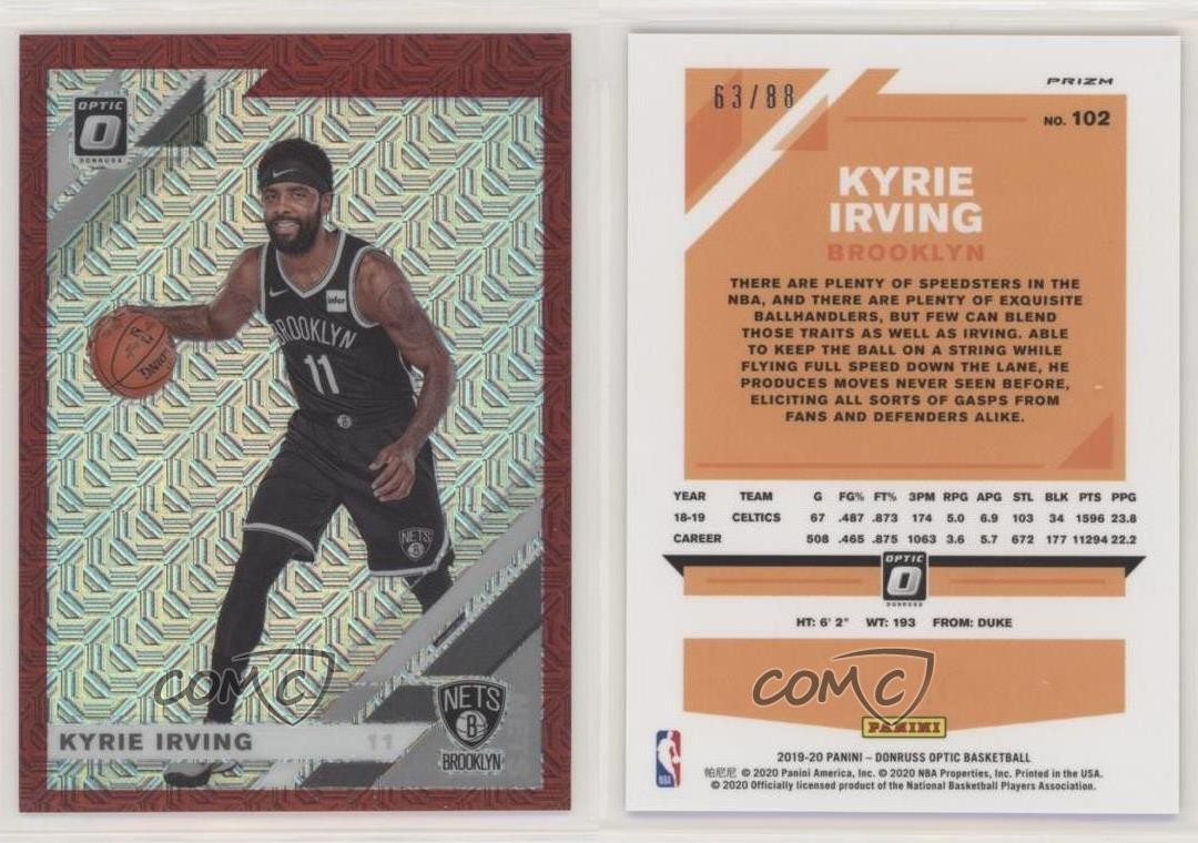 2019-20 Panini Donruss Optic Choice Red Prizm 63/88 Kyrie Irving #102 10tb