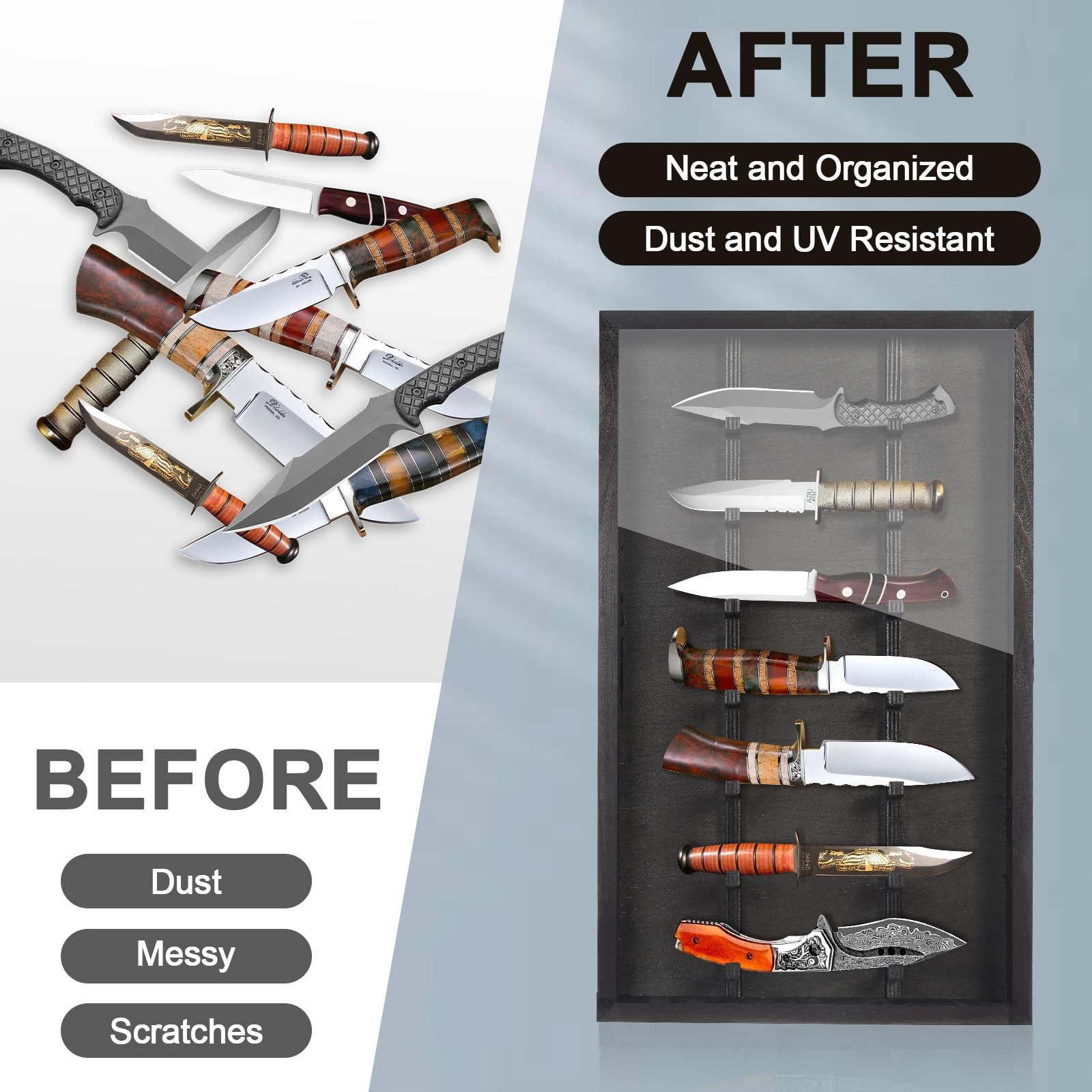 Knife Display Case with Lockable Clear Acrylic Door, Wall Mount Wooden Knife …