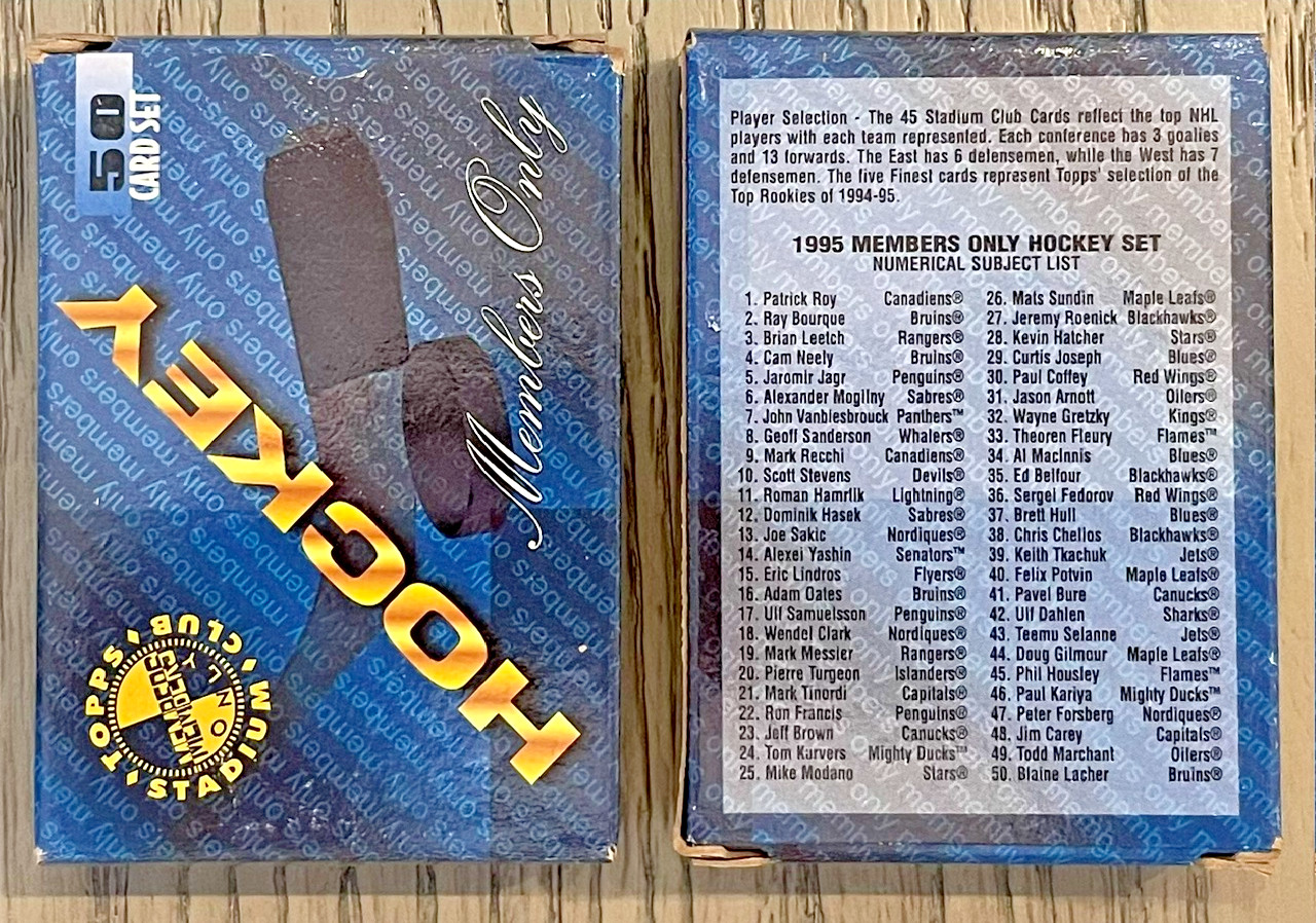 1995-96 TOPPS STADIUM CLUB MEMBERS ONLY COMPLETE SET 1-50 GRETZKY ROY JAGR SAKIC