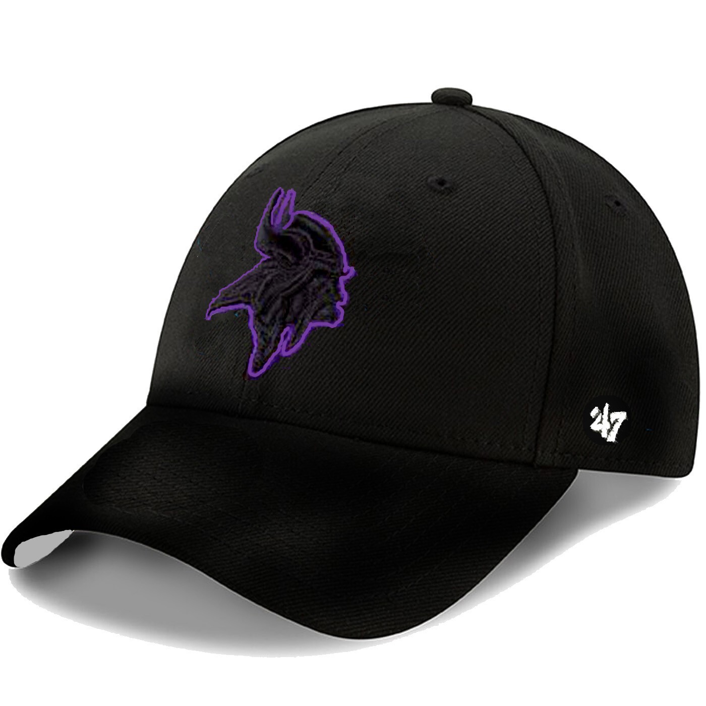 Minnesota Vikings NFL 47′ Brand men’s MVP Team Logo On Black Curved Bill Hat Cap