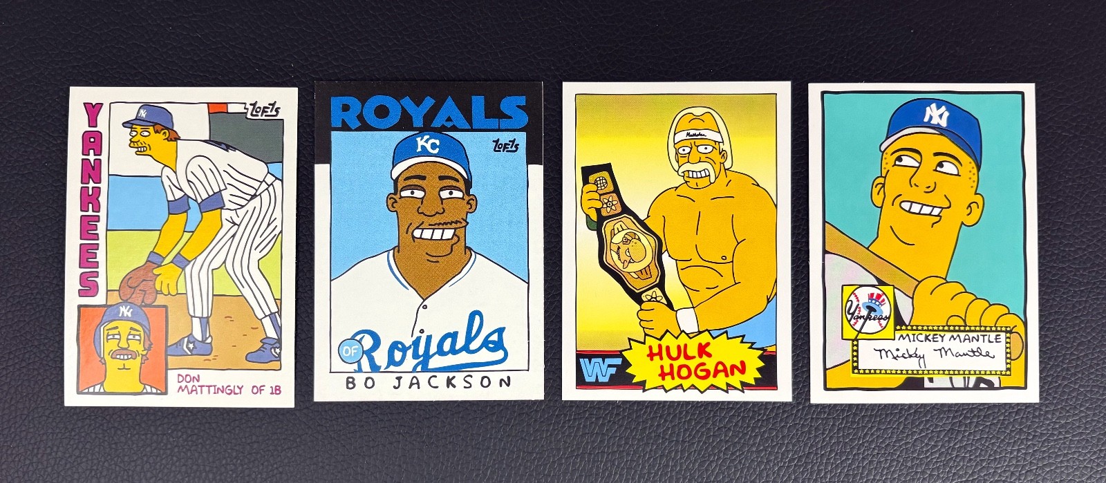 Don Mattingly, Bo Jackson, Hulk Hogan, Mickey Mantle Rookie Dream art 4-Card lot