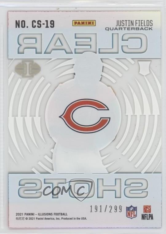 2021 Panini Illusions Clear Shots Light Blue /299 Justin Fields Rookie RC 13ux