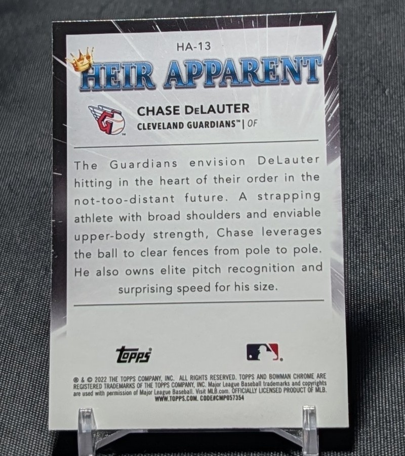 Chase Delauter Heir Apparent Chrome Rookie RC 2022 Bowman Card #HA-13 Guardians