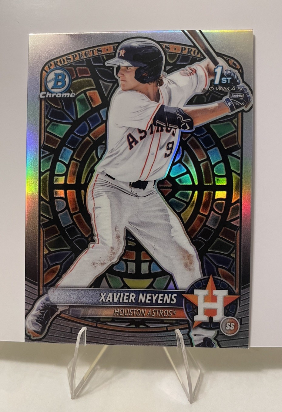 2025 Bowman Chrome Xavier Neyens Etched In Glass SSP 1st Bowman Astros BDC-2