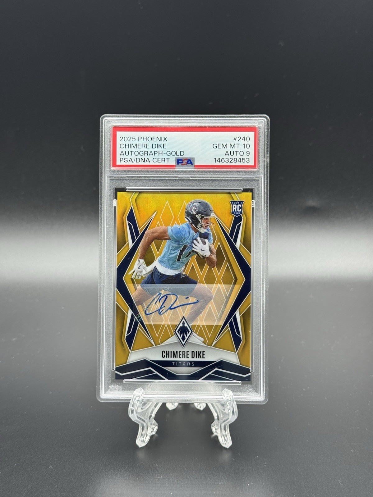 2025 Panini Phoenix Chimere Dike True Gold /10 Auto Titans PSA 10