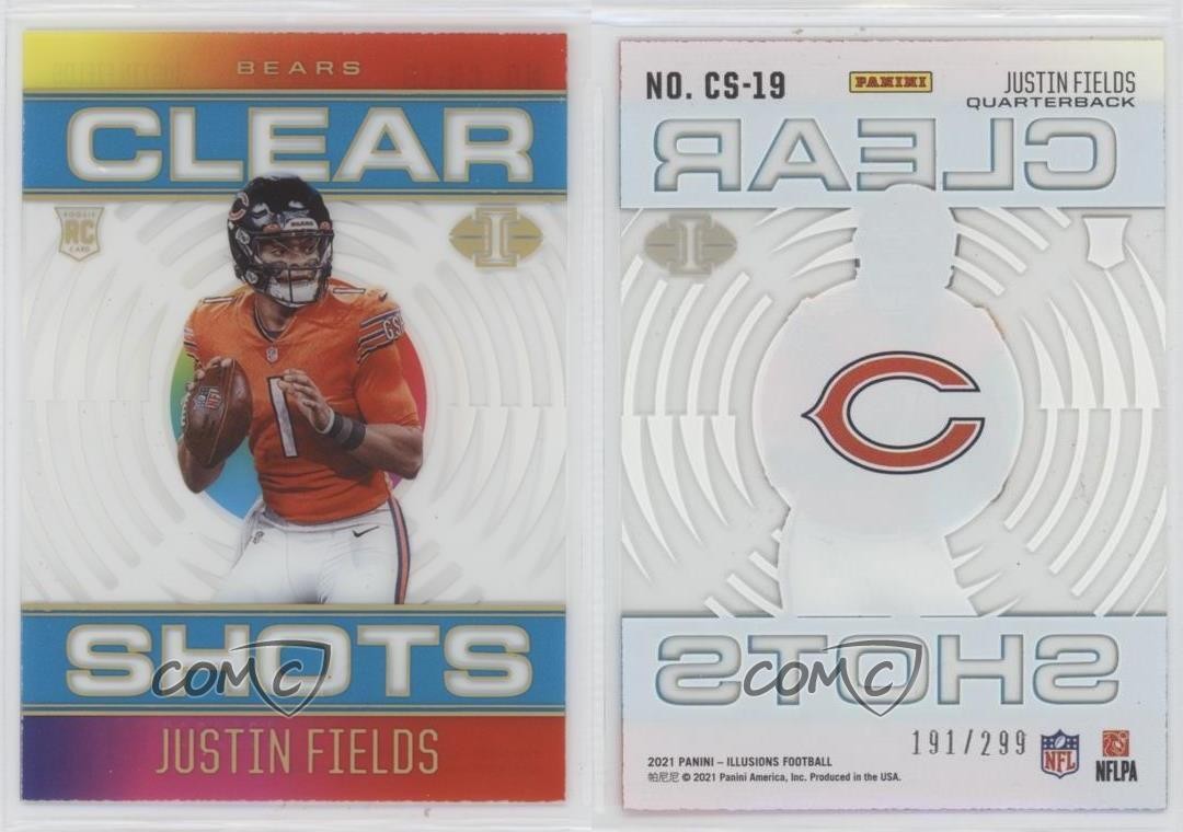 2021 Panini Illusions Clear Shots Light Blue /299 Justin Fields Rookie RC 13ux