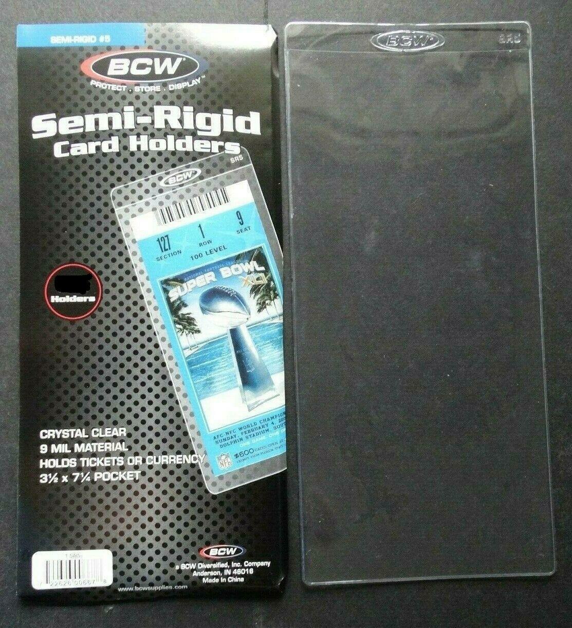 1 Loose BCW Semi-Rigid Holder Tickets and Stub Holders #5 Standard Size