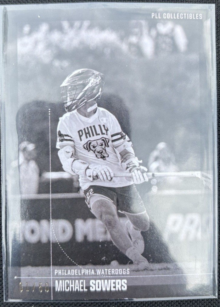 2026 PLL Fieldside II Lacrosse Michael Sowers Black and White Insert 01/50