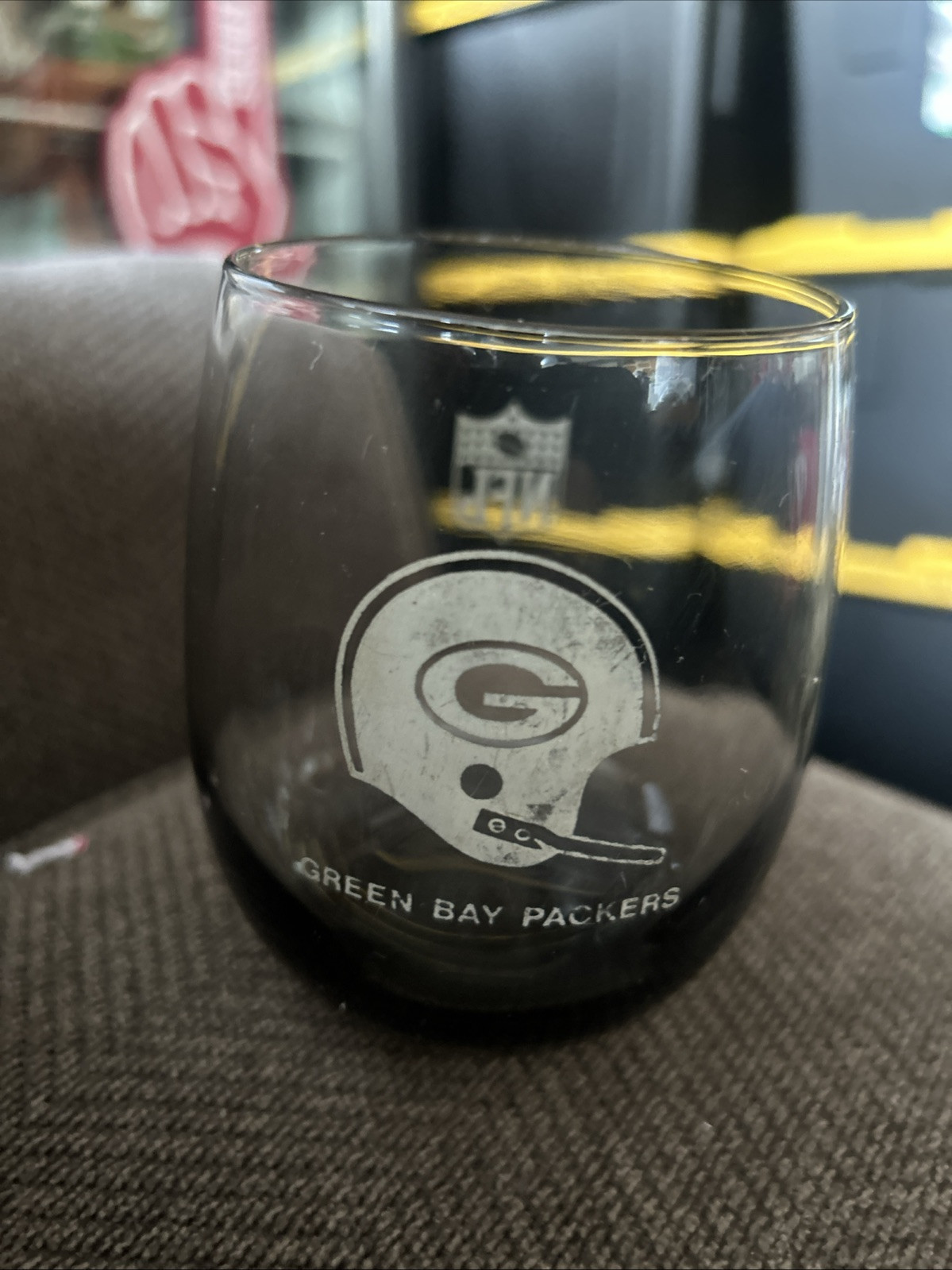 Vintage Green Bay Packers NFL Tumbler Drink Beer Shot Smoked Glass Tall 4.2″
