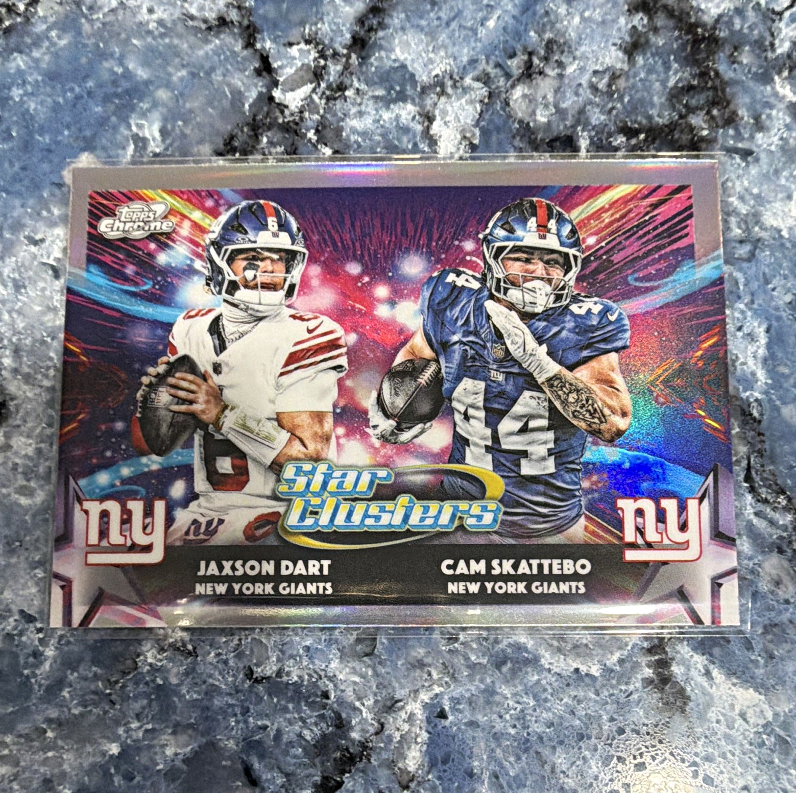 Topps Chrome 2025 Star Clusters Insert SC-14 Jaxson Dart/Cam Skattebo Giants