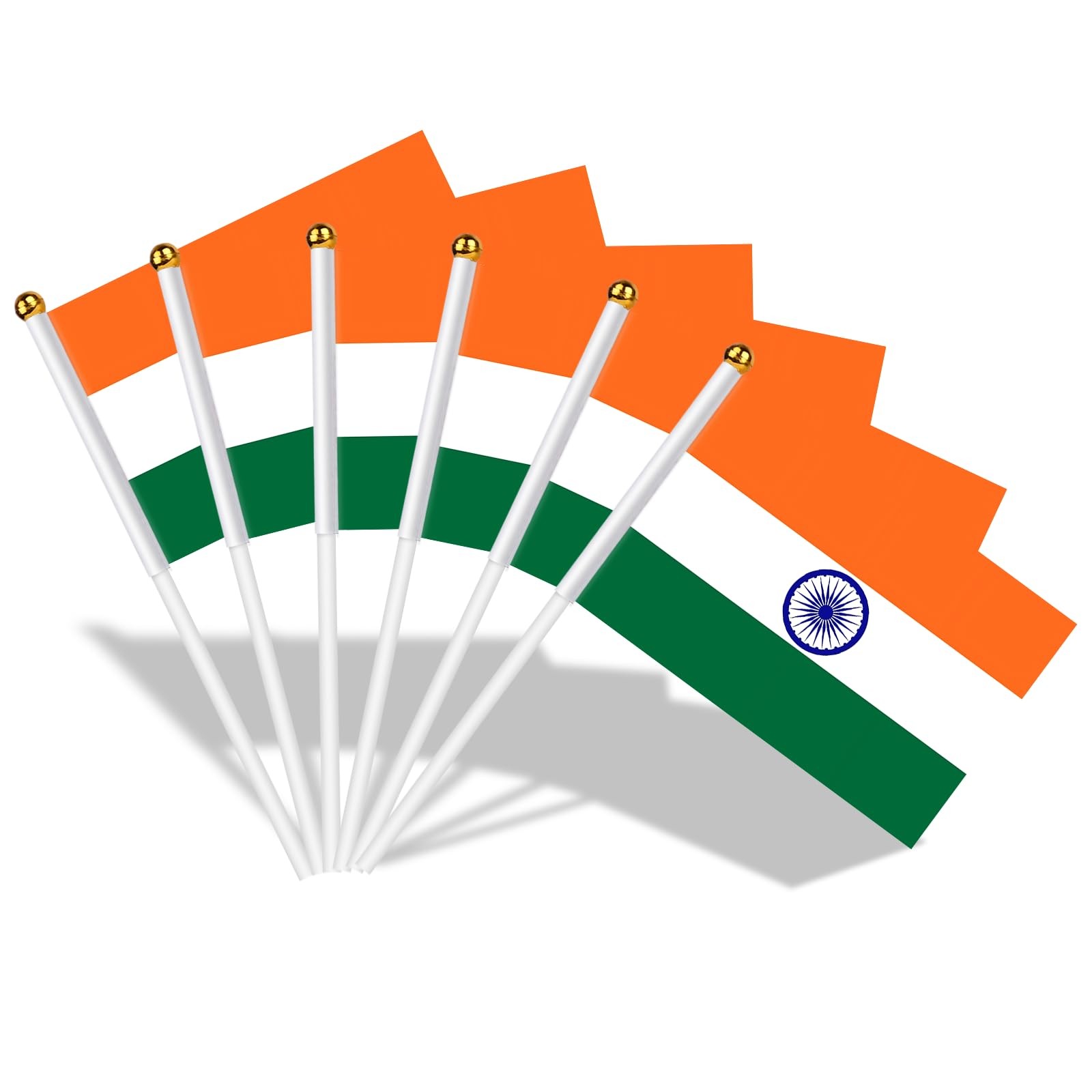 AhfuLife 30pcs India Hand Held Flag for 26th 5×8 Inch-30 Pcs,