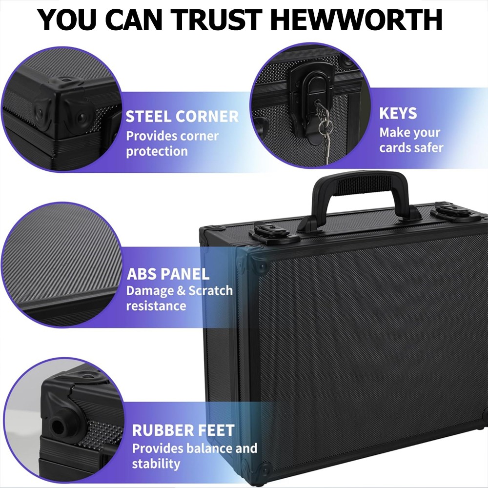 600+ Capacity 3″x4″ 35PT Toploader Box Aluminum Alloy Card Organizer Lockable US
