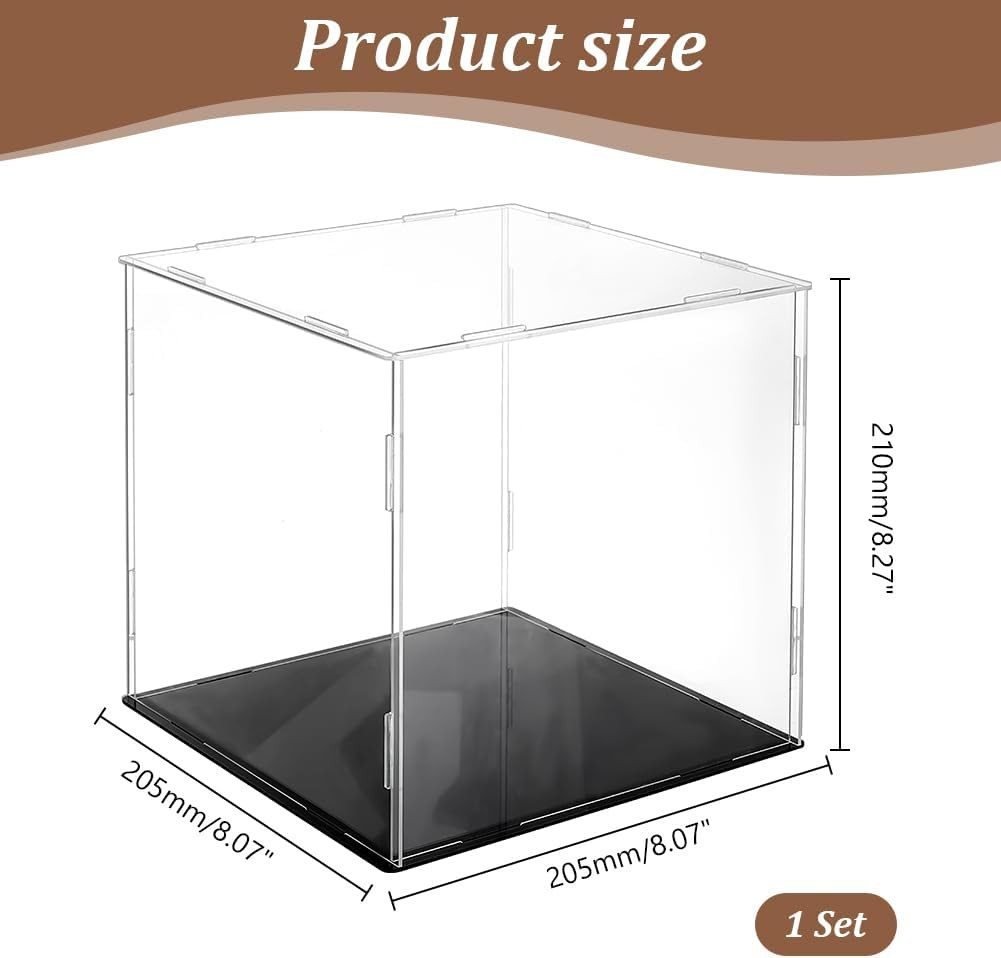 Display Case Clear Cube Baseball Holder Hat Box with Black Base