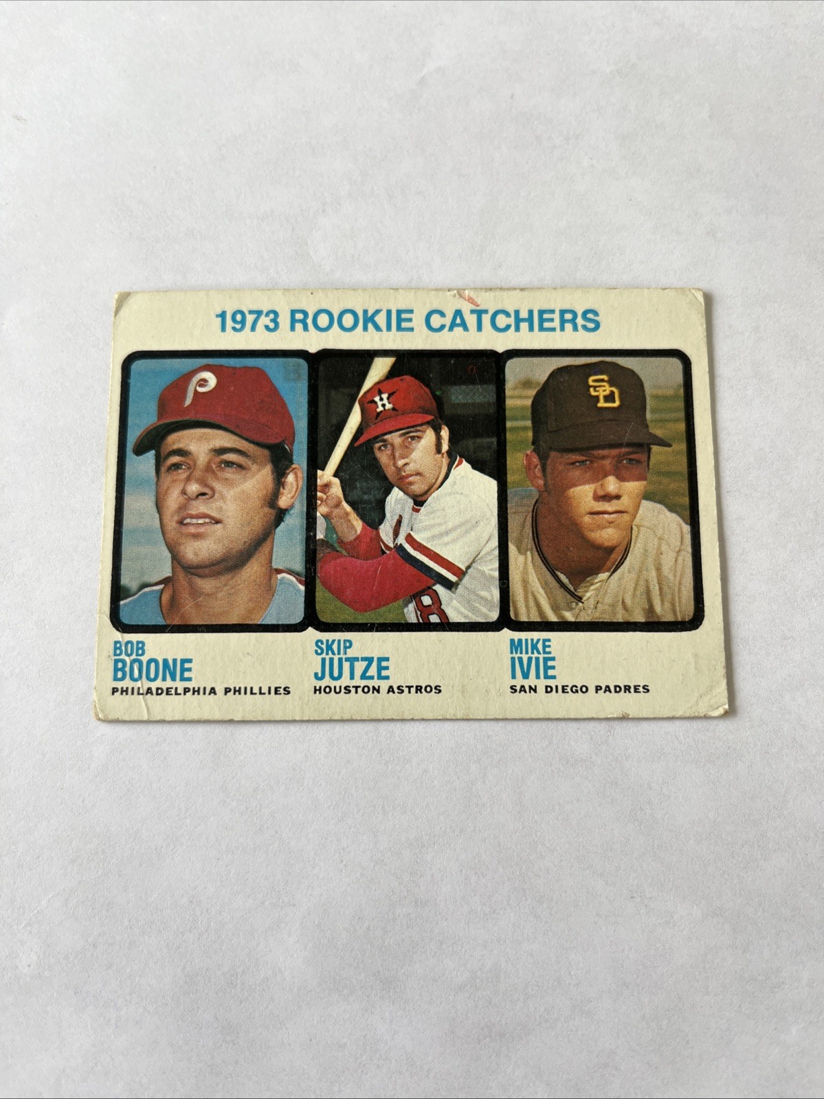1973 Topps – High Number Bob Boone, Mike Ivie, Skip Jutze #613 (RC)