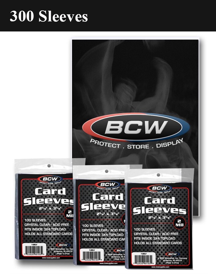 300 BCW Standard Trading Sports Baseball Card Sleeves Poly Topload Bags Holders