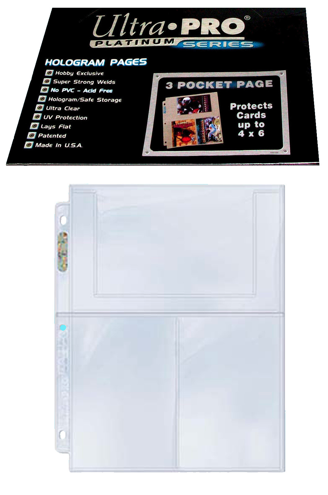 25 Ultra Pro Platinum 3-Pocket 4×6 Pages Sheets Photo Currency Coupon Post Card