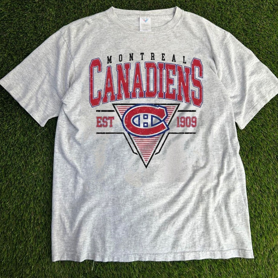 Montreal Canadiens Hockey Vintage EST 1909 ash color shirt VK13192