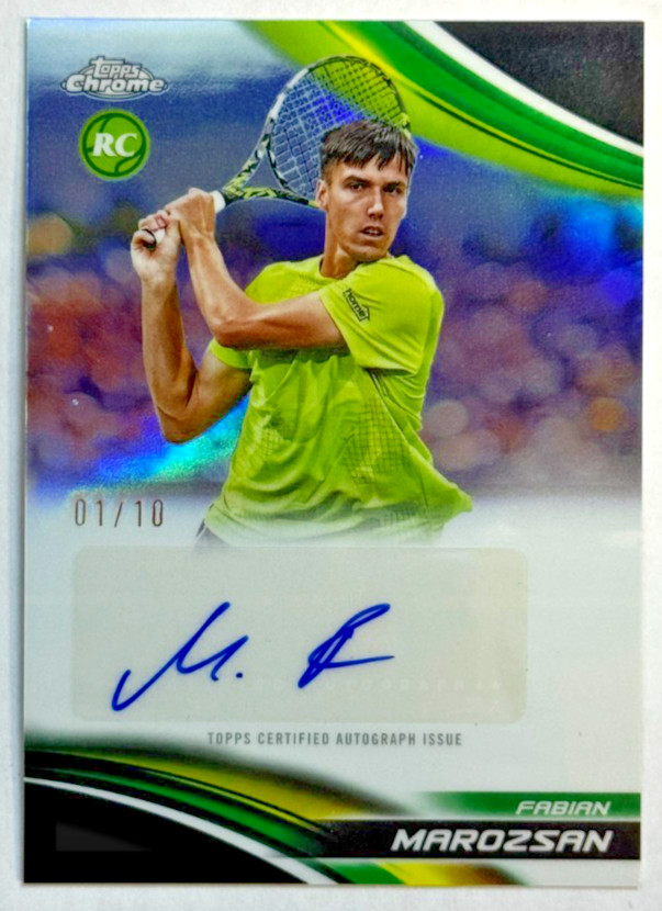 Fabian Marozsan Black Refractor Auto 1/10 2025 Topps Chrome Tennis Rookie Card
