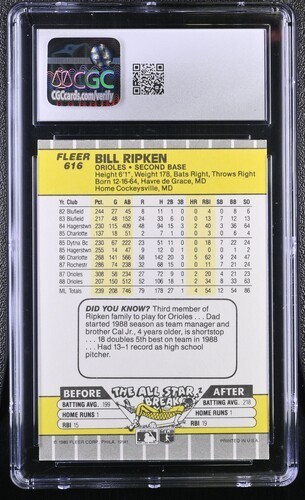 1989 Fleer Bill Ripken #616 Black Scribble Over Error CGC 6.5