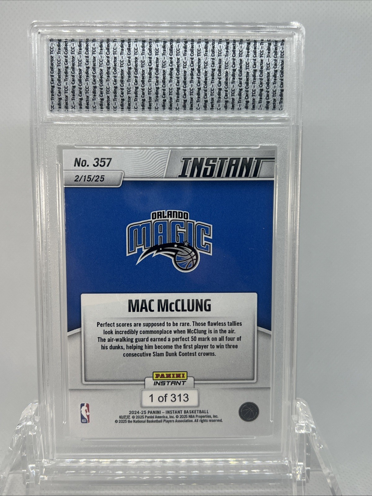 2024-25 Panini Instant Mac McClung Slam Dunk Champion TCC Graded Gem Mint 10