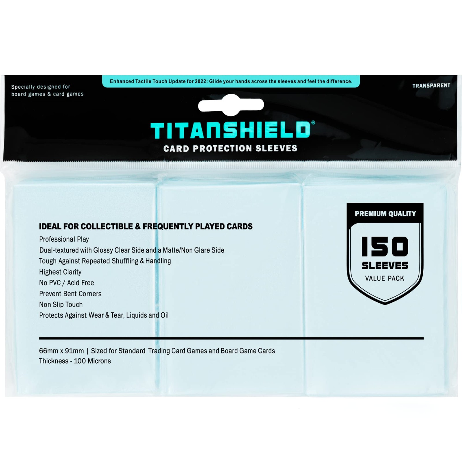 TitanShield Premium Card Sleeves | Compatible with Standard | 66x91mm, Clear